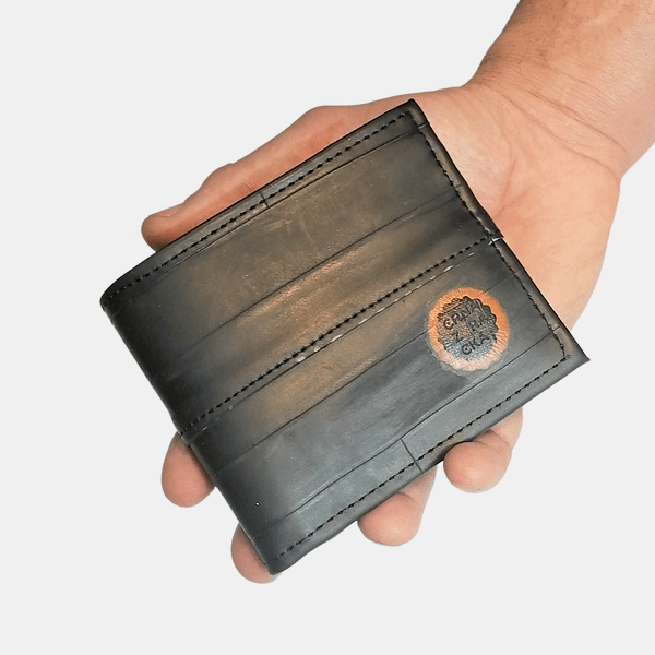 Moška črna denarnica ROWAN _ Črna Zračka iz recikliranih materialov v videzu usnja