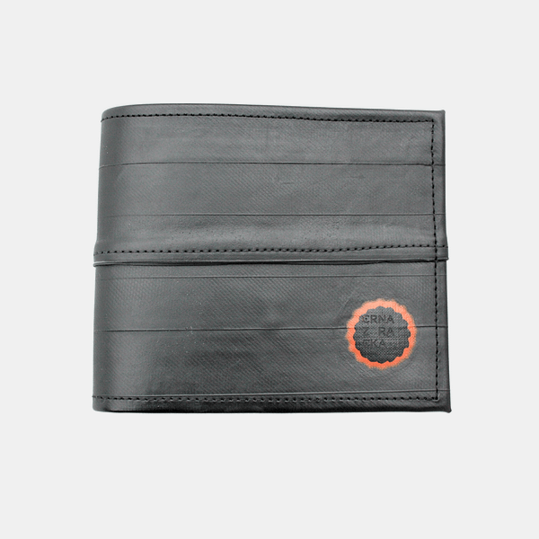 Moška črna denarnica ROWAN _ Črna Zračka iz recikliranih materialov v videzu usnja_ spredaj